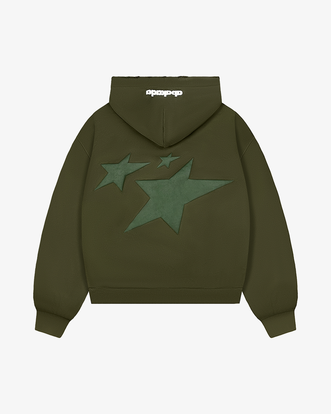 DISTRESSED LETTER PATCH ZIP-UP (OLIVE)