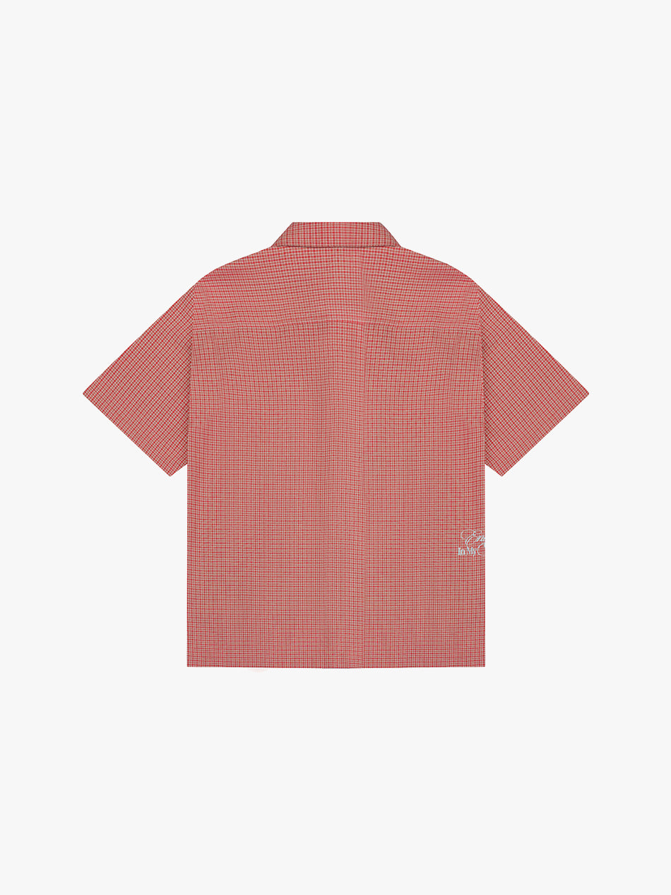 GINGHAM BUTTON-UP (ROSAS)