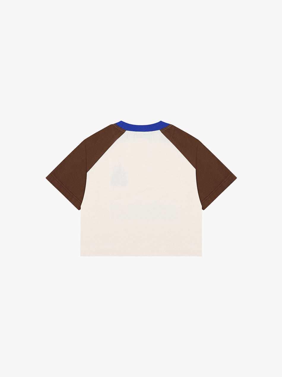 RAGLAN LACED CROP TOP (BROWN/CREAM)