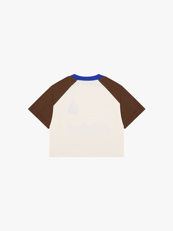 RAGLAN LACED CROP TOP (BROWN/CREAM)