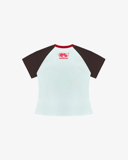 RETRO RAGLAN BABY TEES (LIGHT BLUE/BROWN)