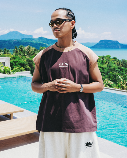 SLEEVELESS RAGLAN TANK (BROWN)