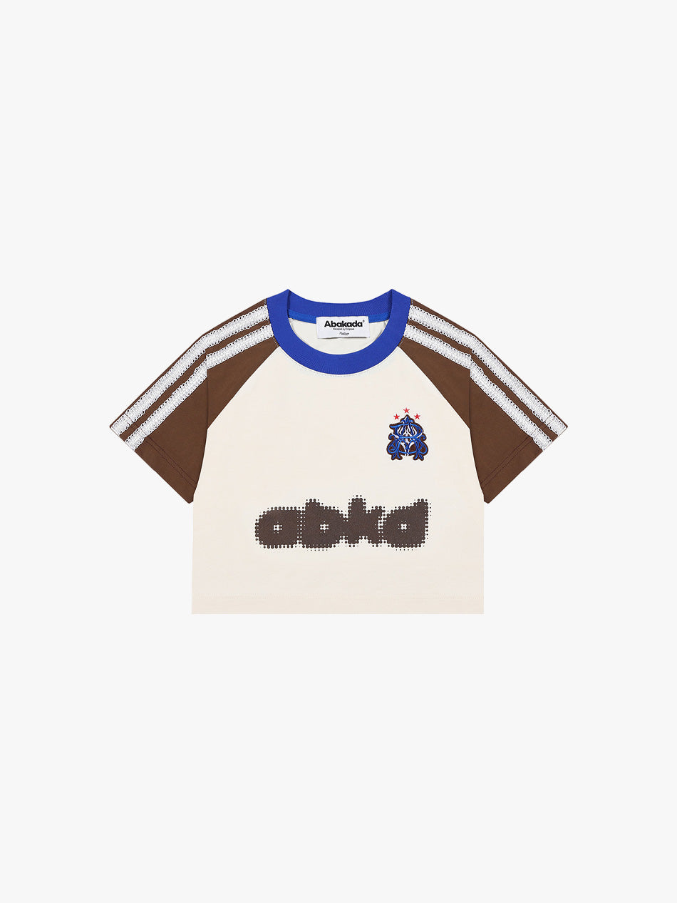RAGLAN LACED CROP TOP (BROWN/CREAM)