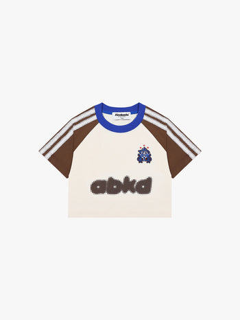 RAGLAN LACED CROP TOP (BROWN/CREAM)