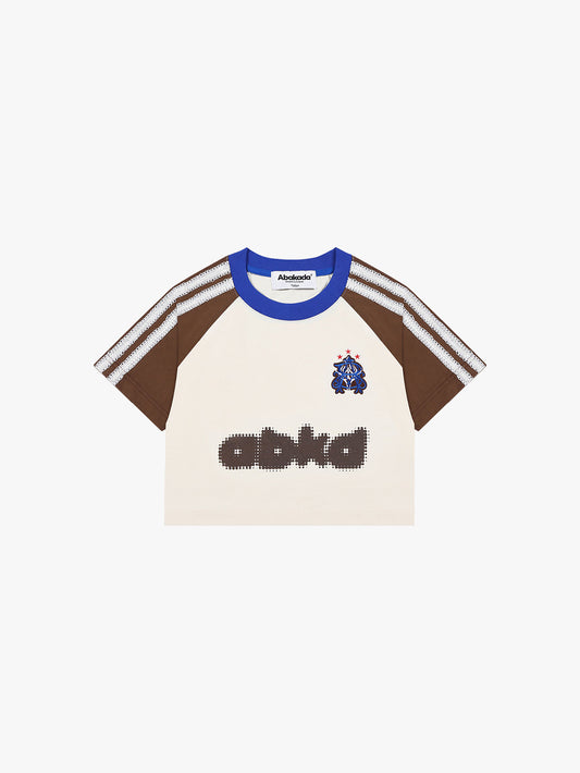 RAGLAN LACED CROP TOP (BROWN/CREAM)