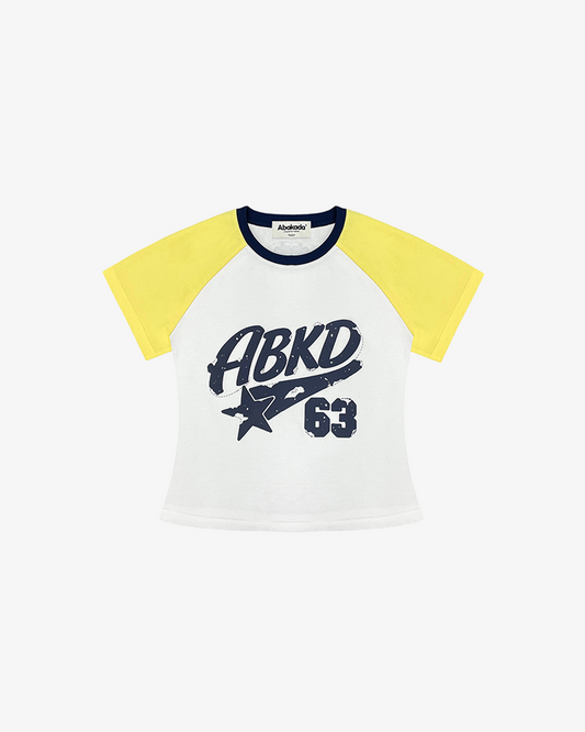 RETRO RAGLAN BABY TEES (WHITE/YELLOW)