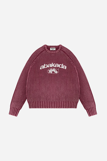 3 STAR FADED KNITTED SWEATER (WASHED RED)