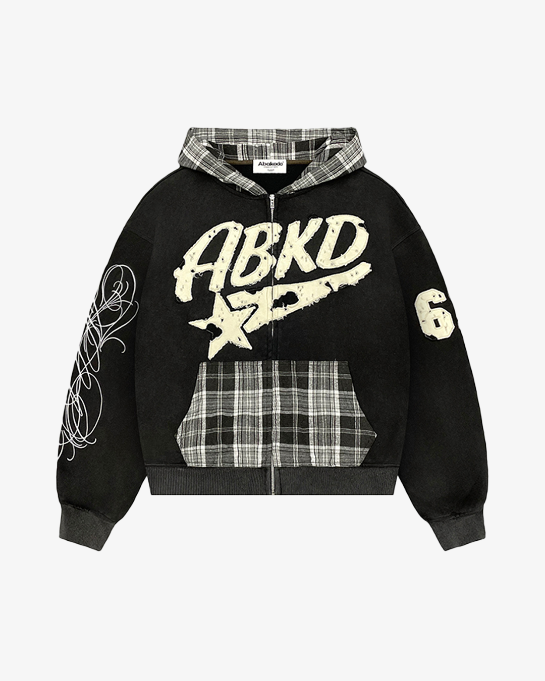 PLAID LOGO ZIP-UP (BLACK)