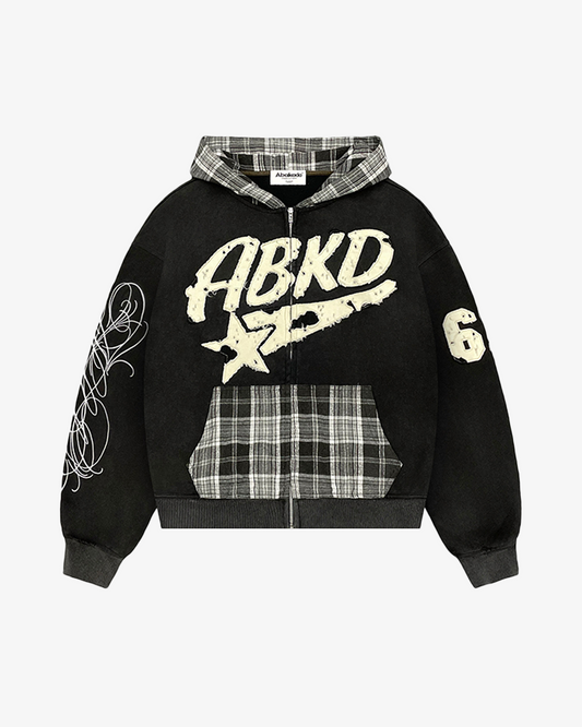 PLAID LOGO ZIP-UP (BLACK)