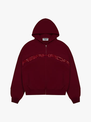 LEATHER PATCH ZIP-UP (RED)