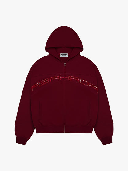 LEATHER PATCH ZIP-UP (RED)