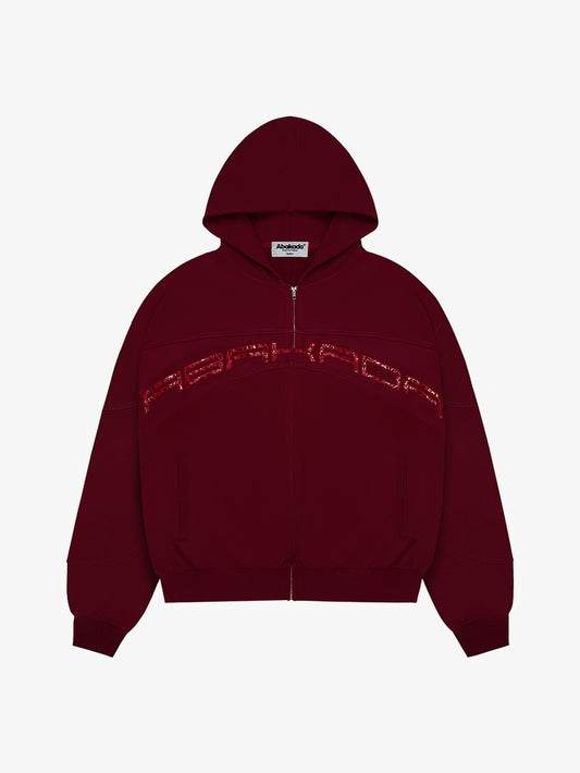 LEATHER PATCH ZIP-UP (RED)