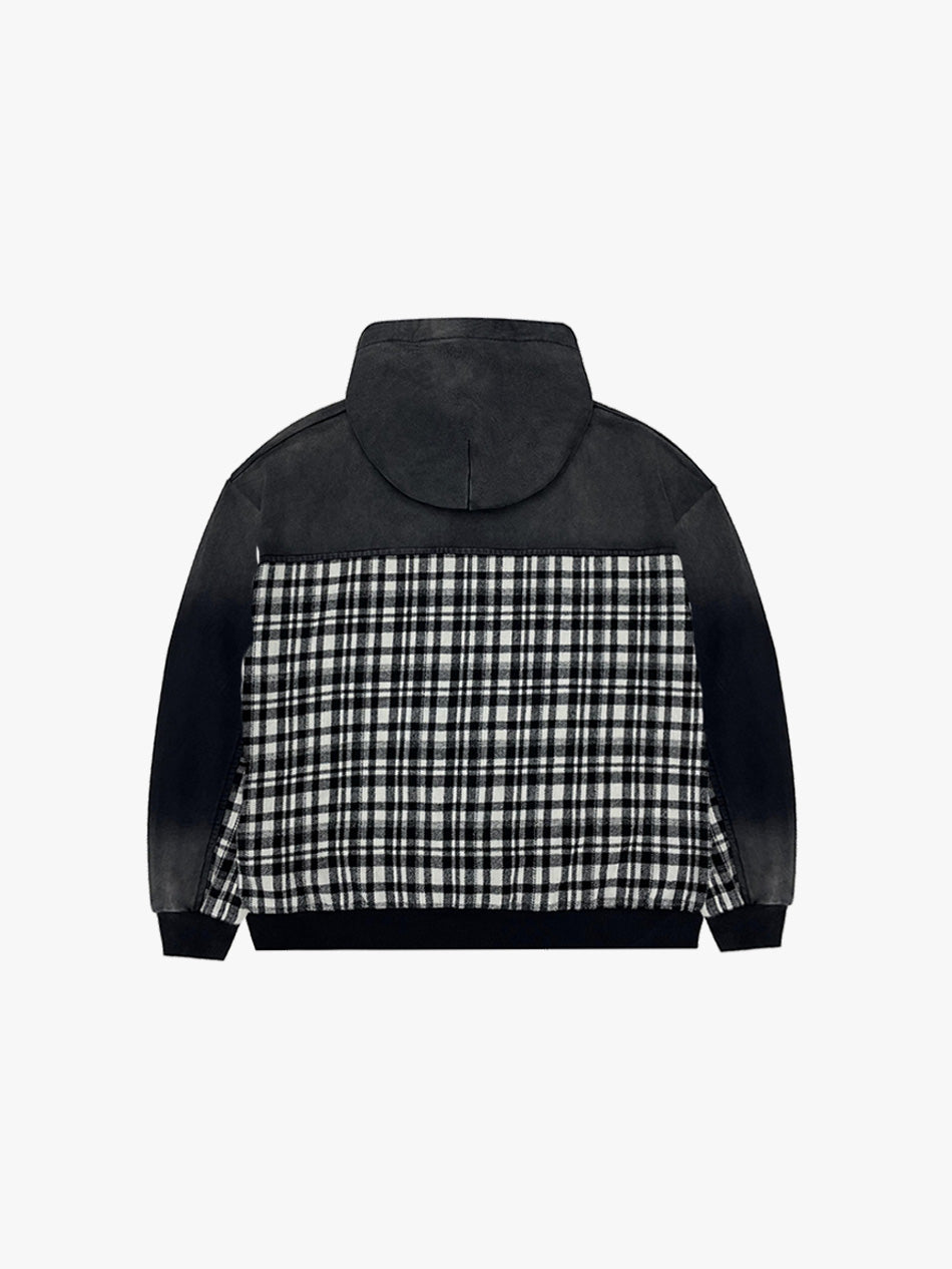 WASHED FLANNEL ZIP-UP (BLACK)