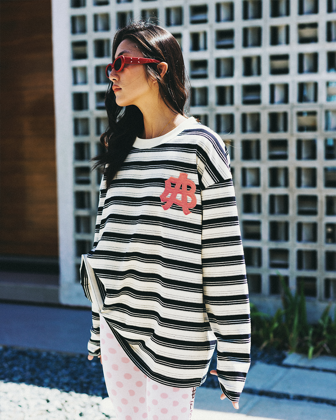STRIPED LOGO LONGSLEEVE (WHITE)