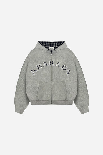 PATTERN WASHED REVERSIBLE HOODIE (GREY)