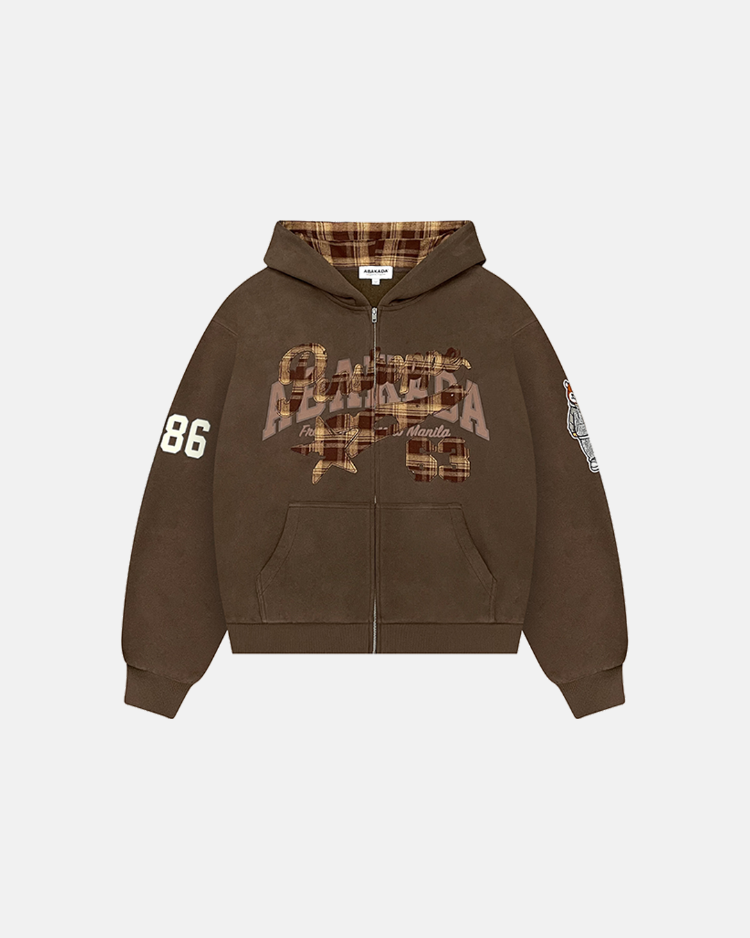 PLAID PATCH ZIP-UP (BROWN)
