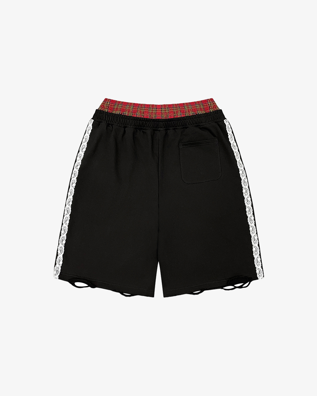 PLAID DOUBLEWAIST TRIM SHORTS (BLACK)