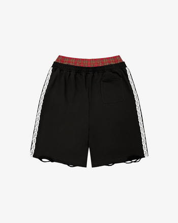 PLAID DOUBLEWAIST TRIM SHORTS (BLACK)