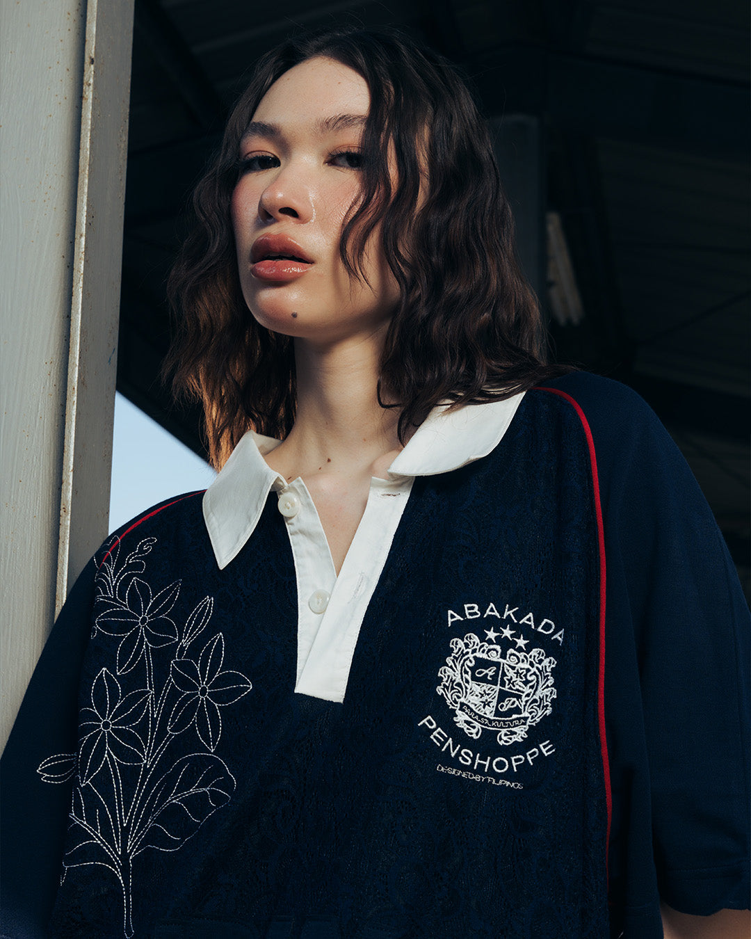 SAMPAGUITA LACED POLO (NAVY)