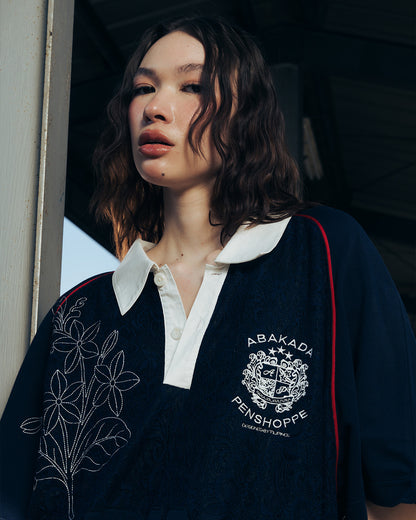 SAMPAGUITA LACED POLO (NAVY)