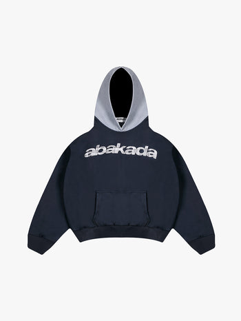 TWO-TONED PLAID HOODIE (NAVY)