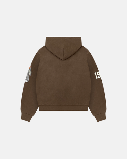 PLAID PATCH ZIP-UP (BROWN)