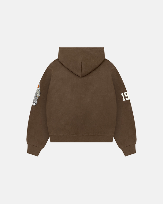 PLAID PATCH ZIP-UP (BROWN)