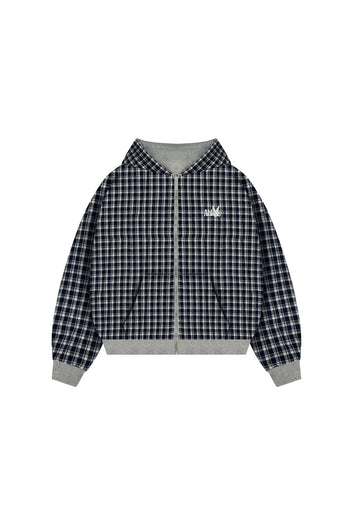 PATTERN WASHED REVERSIBLE HOODIE (GREY)