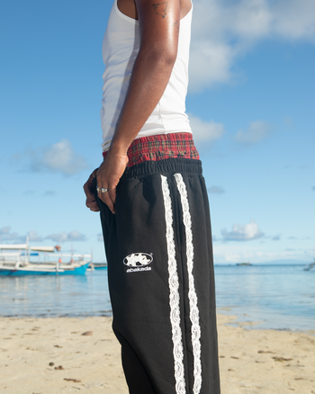 PLAID DOUBLEWAIST TRIM SHORTS (BLACK)