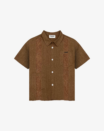 WOVEN BUTTON UP (BROWN)