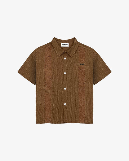 WOVEN BUTTON UP (BROWN)