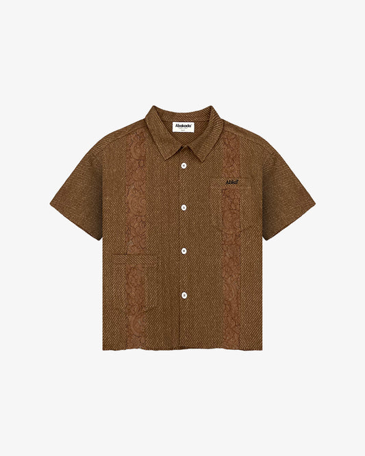 WOVEN BUTTON UP (BROWN)