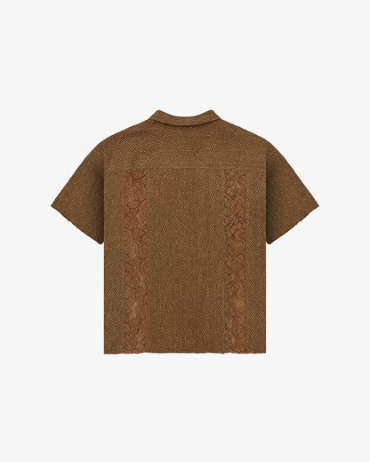 WOVEN BUTTON UP (BROWN)