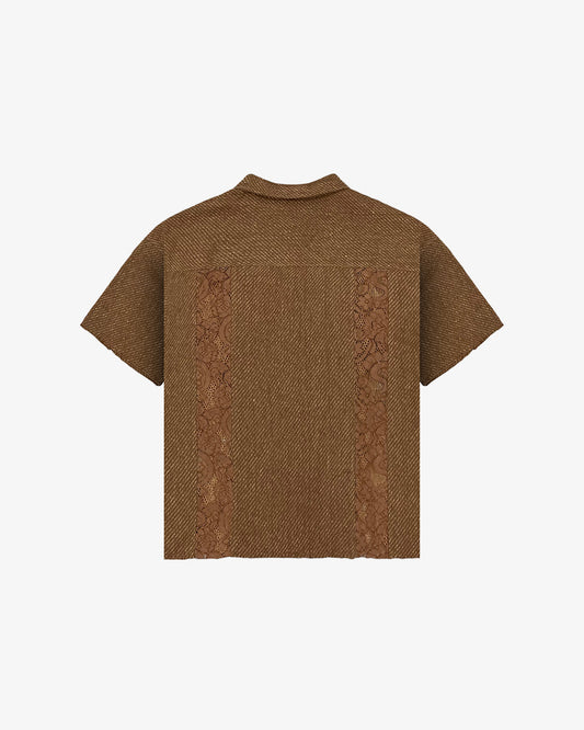 WOVEN BUTTON UP (BROWN)