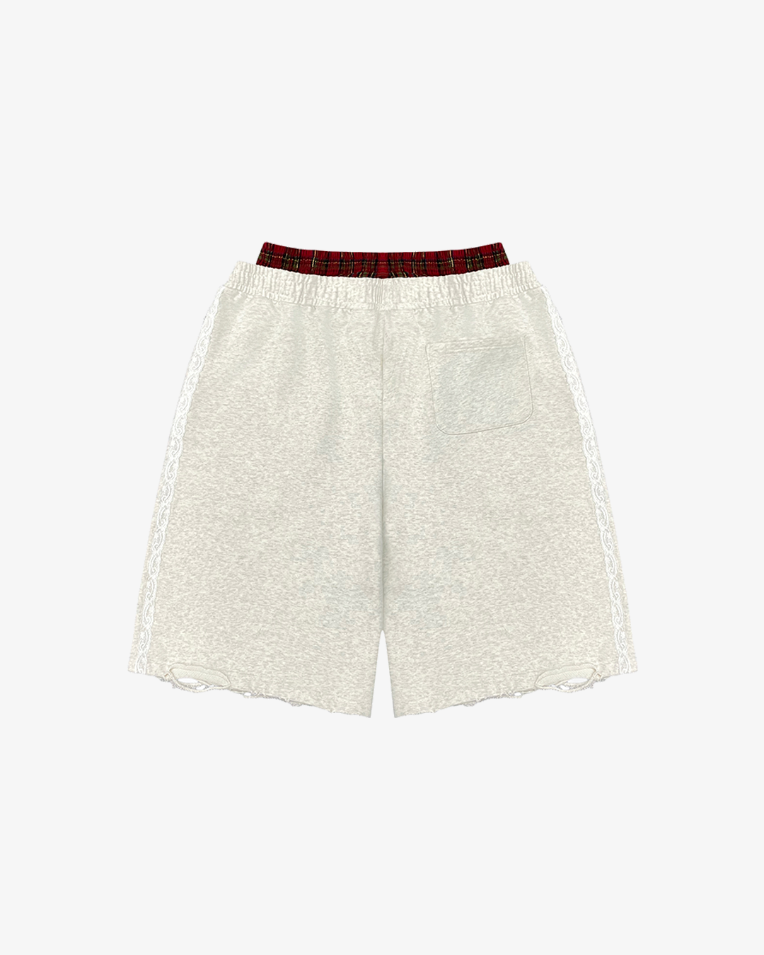 PLAID DOUBLEWAIST TRIM SHORTS (GREY)