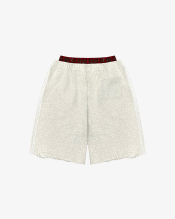 PLAID DOUBLEWAIST TRIM SHORTS (GREY)