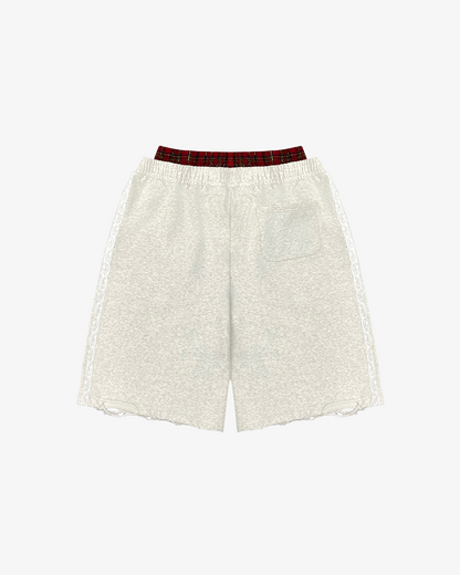 PLAID DOUBLEWAIST TRIM SHORTS (GREY)