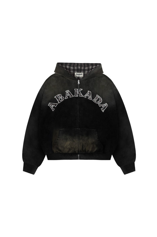 PATTERN WASHED REVERSIBLE HOODIE (BLACK)
