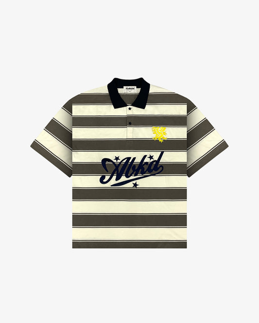 AGILA STRIPED RUGBY POLO (GREY/WHITE)
