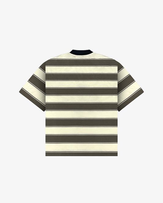 AGILA STRIPED RUGBY POLO (GREY/WHITE)