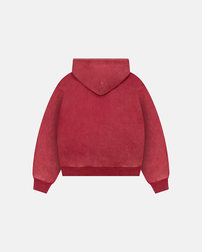 WEAVE STITCH HOODIE (CRIMSON)