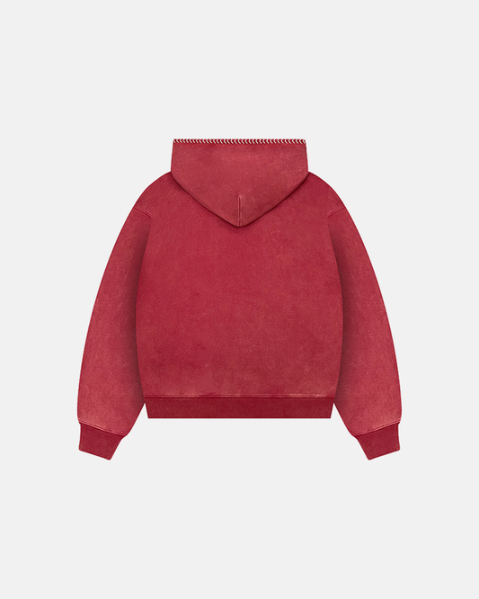 WEAVE STITCH HOODIE (CRIMSON)