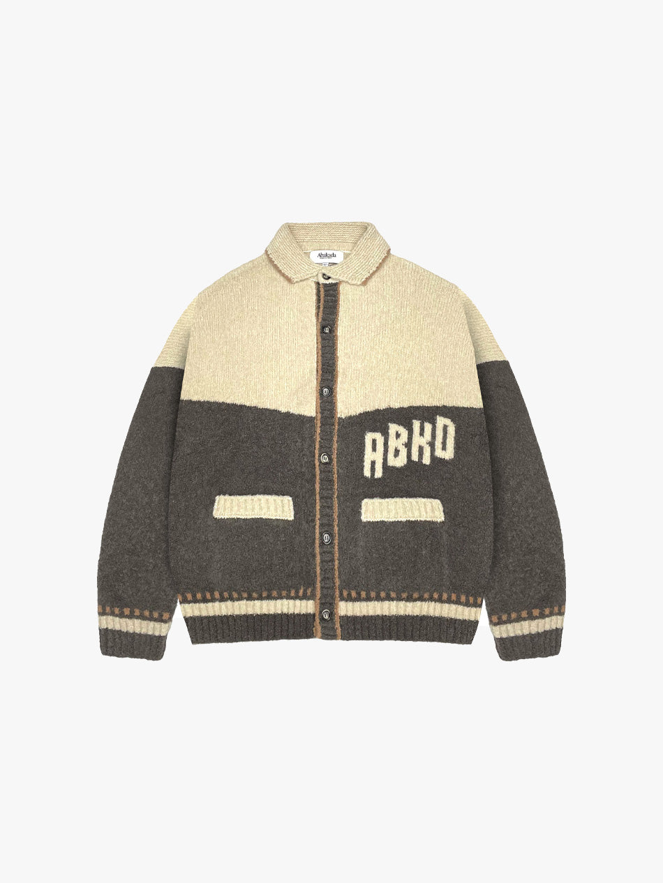 COLORBLOCK KNITTED CARDIGAN (CREAM/BROWN)