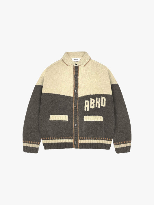 COLORBLOCK KNITTED CARDIGAN (CREAM/BROWN)