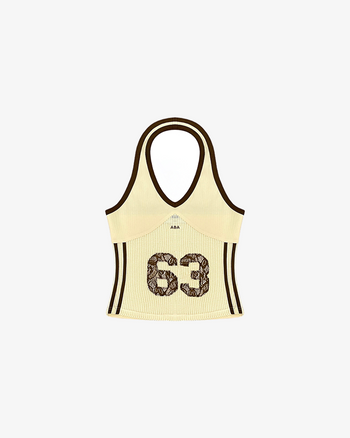 HALTER KNIT TANK TOP (CREAM/BROWN)