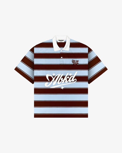 AGILA STRIPED RUGBY POLO (BROWN/BLUE)