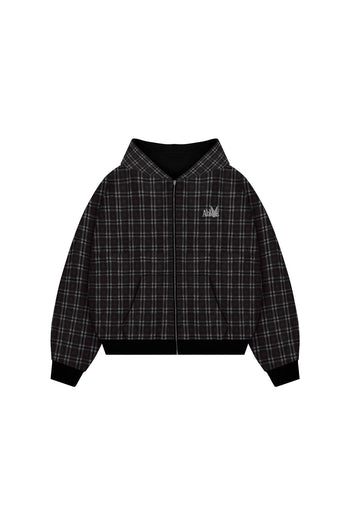PATTERN WASHED REVERSIBLE HOODIE (BLACK)