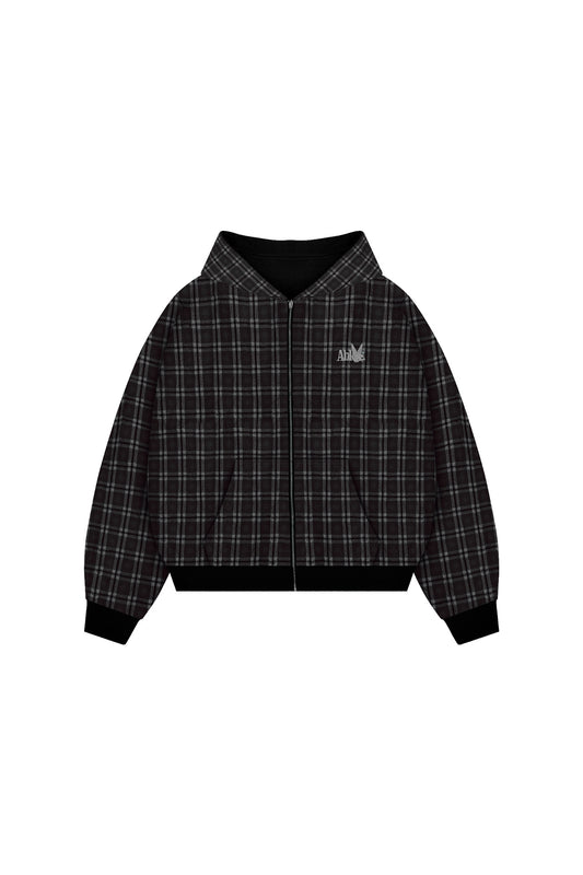 PATTERN WASHED REVERSIBLE HOODIE (BLACK)