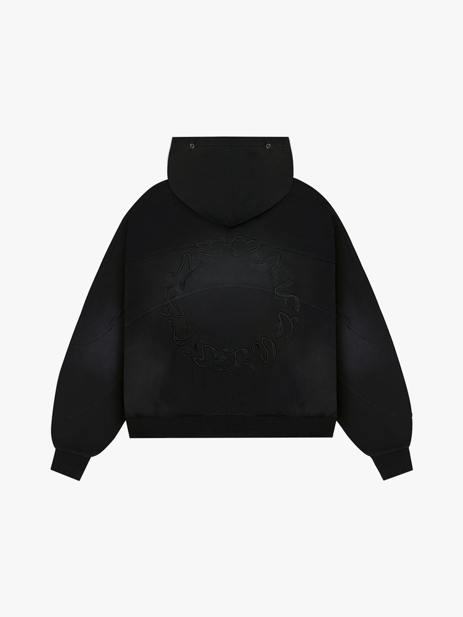 RHINESTONE FUR ZIP-UP (BLACK)