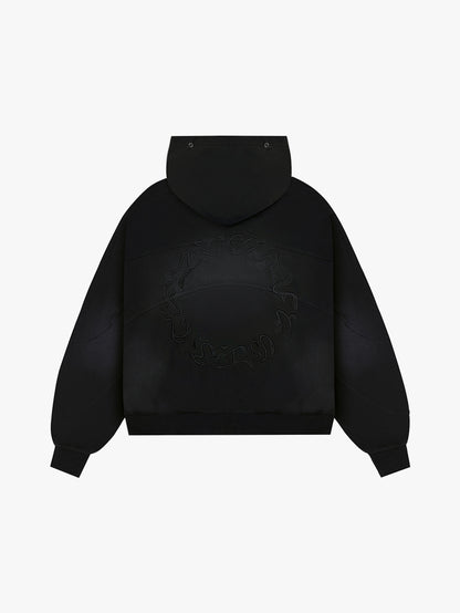 RHINESTONE FUR ZIP-UP (BLACK)